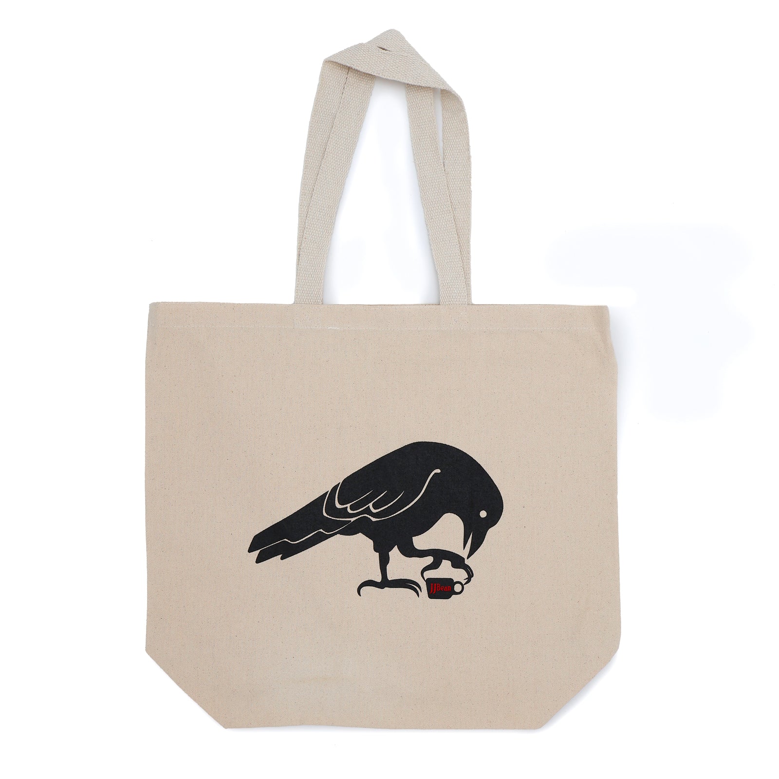 JJ Bean Coffee Roasters canvas tote bag with crow design