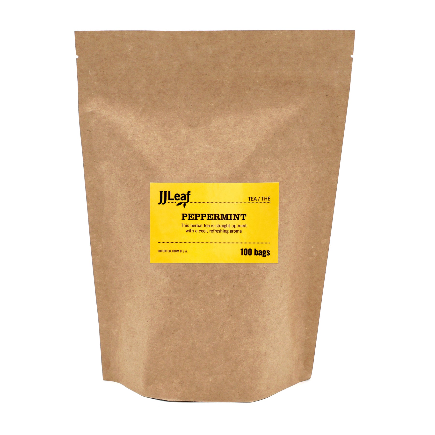 JJLeaf Peppermint 100 tea bags, Canadian business bulk tea